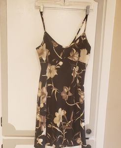 Dark brown and biege cute floral dress, Timing Inc, small